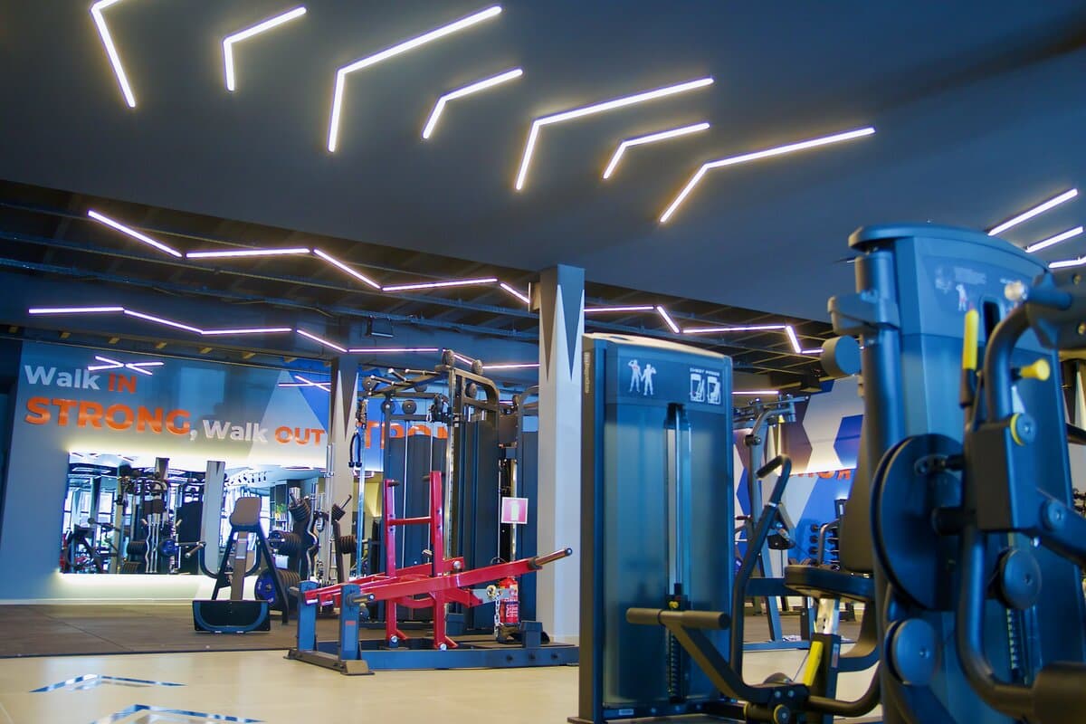 Iluminação moderna com Belt Squat e Chest Press